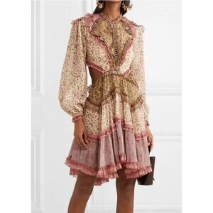 Zimmermann 3 Juniper cutout floral ruffle mini dress